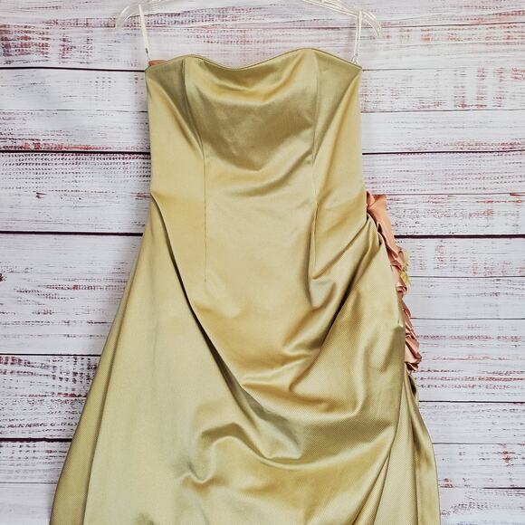 Jessica Mcclintock Formal Gold Ball Gown Sz 10 Tulle Layered Princess Maxi Dress - Picture 4 of 16